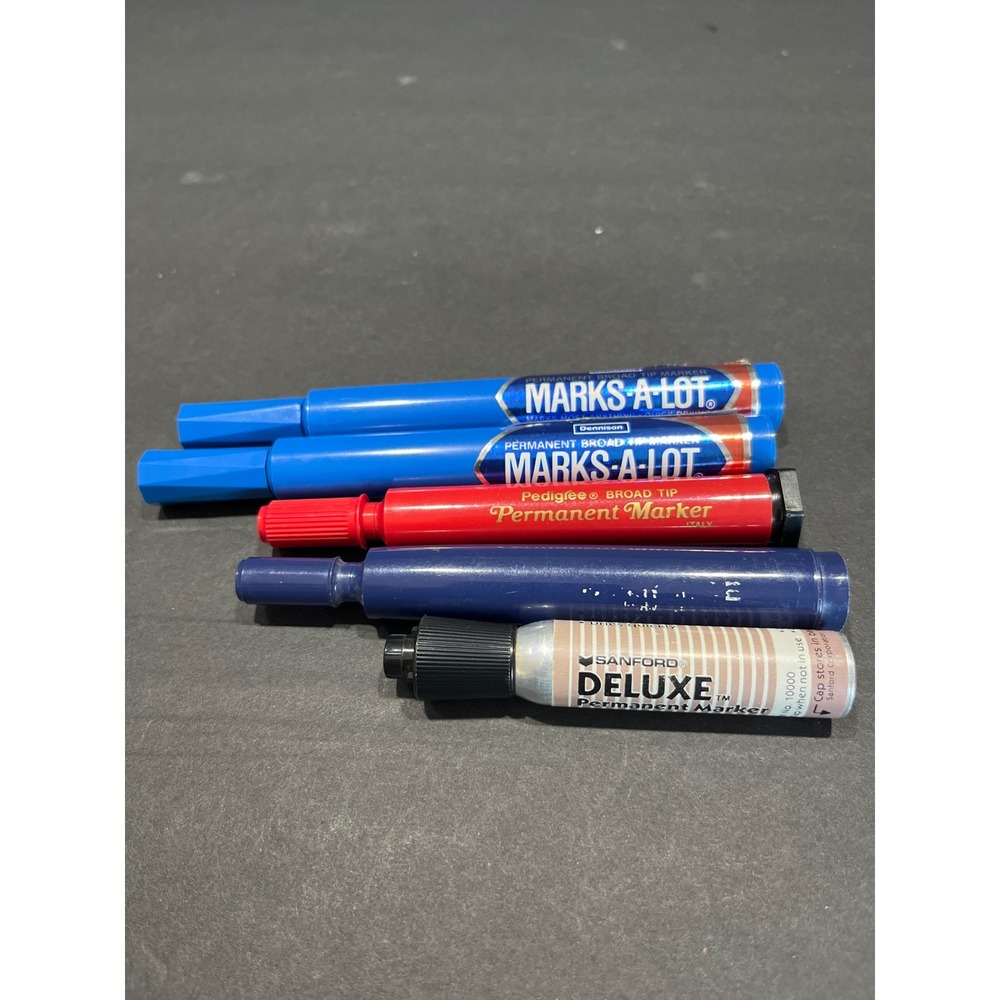 Vintage Permanent Marker Lot Sanford Deluxe Dennison Marks-A-Lot Pedigree Italy